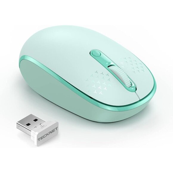 ✨Mouse Green  Wireless 2.4G Quiet Computer with USB Receiver 4 Button for Laptop - Picture 1 of 7